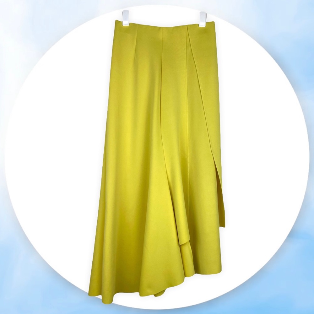 Bright Yellow Skirt Asymmetrical Panel Hem Dopamine Deessing